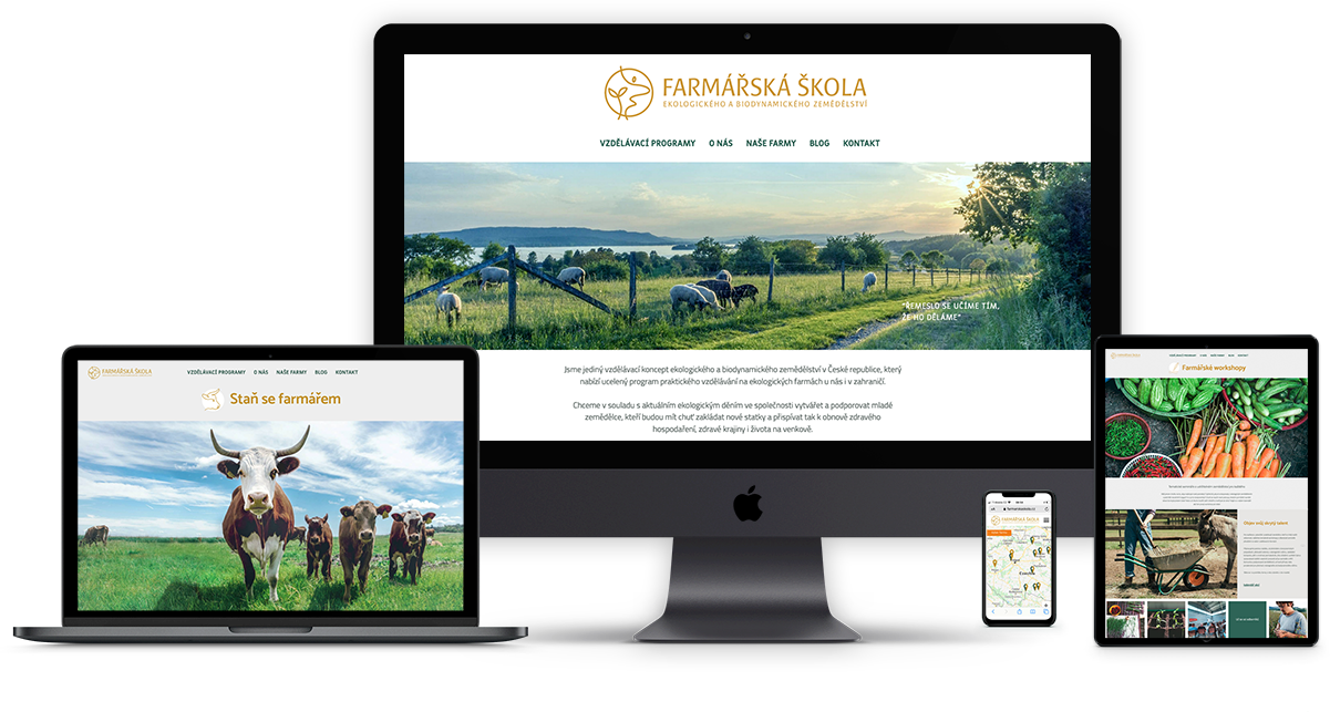 Vývoj webu Farmářská škola. Tvorba webových stránek pro nově vznikající školu se zaměřením na ekologické a biodynamické zemědělství